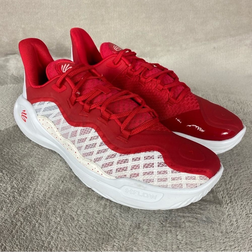 Under Armour Curry 11 Team Flow Shoes Mens Size 11.5 Red White Basketball NEW
